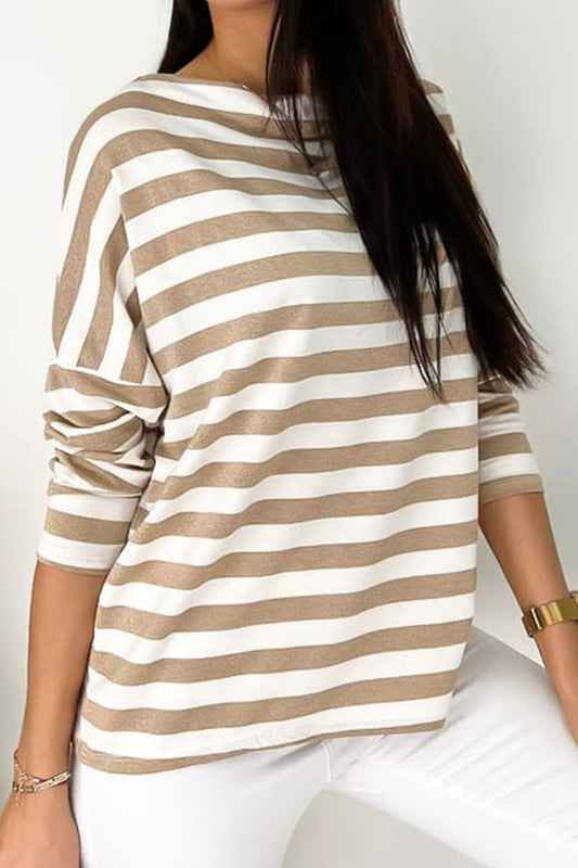 Striped Round Neck Long Sleeve Blouse - Women’s Clothing & Accessories - Shirts & Tops - 2 - 2024