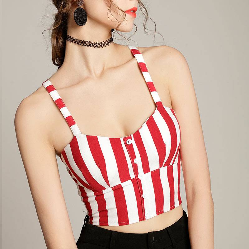 Striped Sleeveless Top - Dark Red / XL - Women’s Clothing & Accessories - Shirts & Tops - 18 - 2024