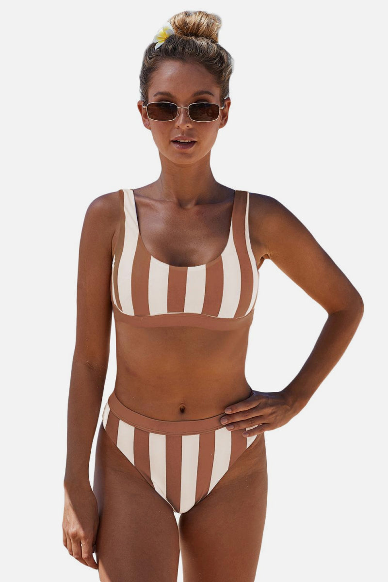 Striped Tank High Waist Bikini - Brown / S - Women’s Clothing & Accessories - Swimwear - 10 - 2024