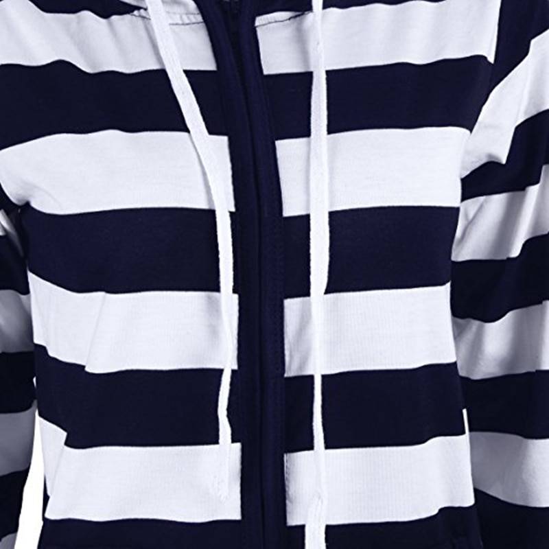 Striped Zip Up Hoodie - Women’s Clothing & Accessories - Shirts & Tops - 16 - 2024