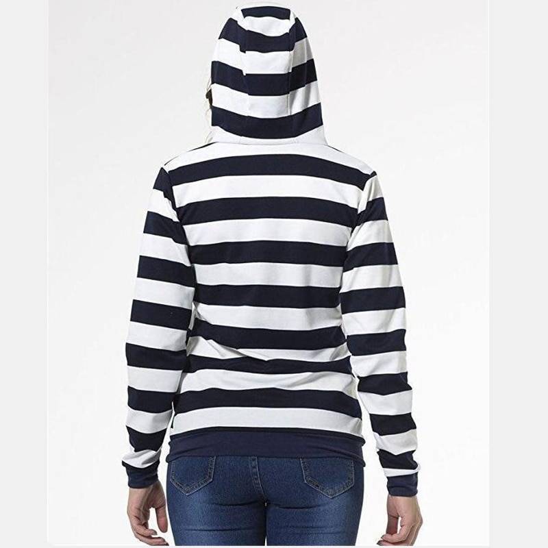 Striped Zip Up Hoodie - Women’s Clothing & Accessories - Shirts & Tops - 4 - 2024