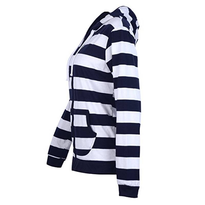 Striped Zip Up Hoodie - Women’s Clothing & Accessories - Shirts & Tops - 14 - 2024