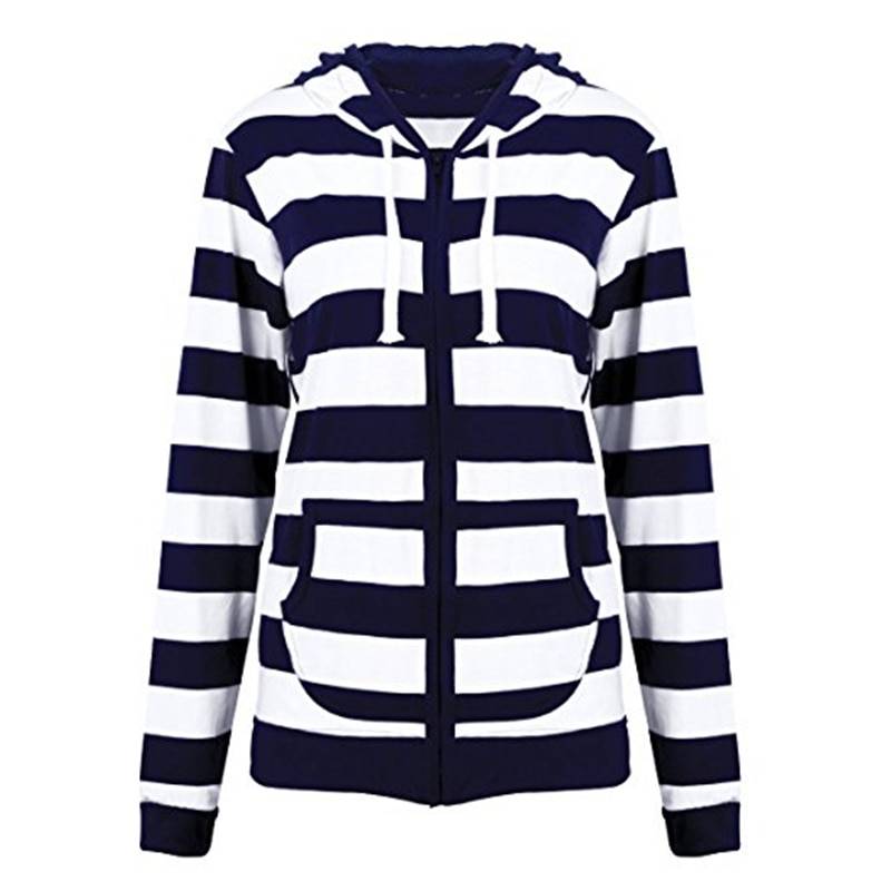 Striped Zip Up Hoodie - Women’s Clothing & Accessories - Shirts & Tops - 5 - 2024