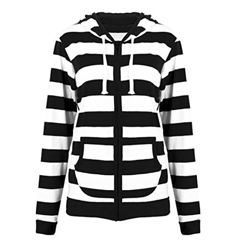 Striped Zip Up Hoodie - Women’s Clothing & Accessories - Shirts & Tops - 12 - 2024