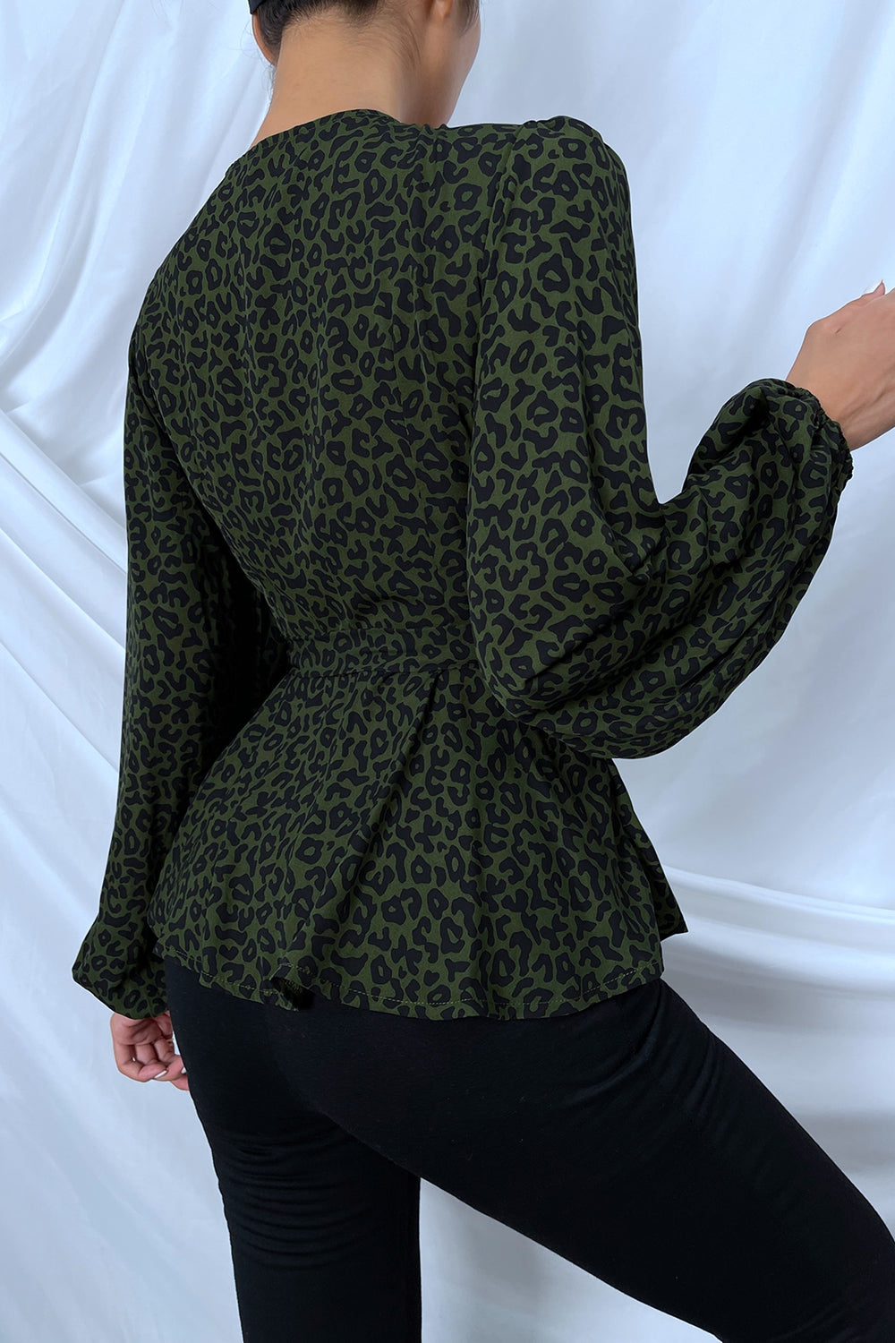 Surplice Neck Leopard Print Side Tie Blouse - Women’s Clothing & Accessories - Shirts & Tops - 3 - 2024