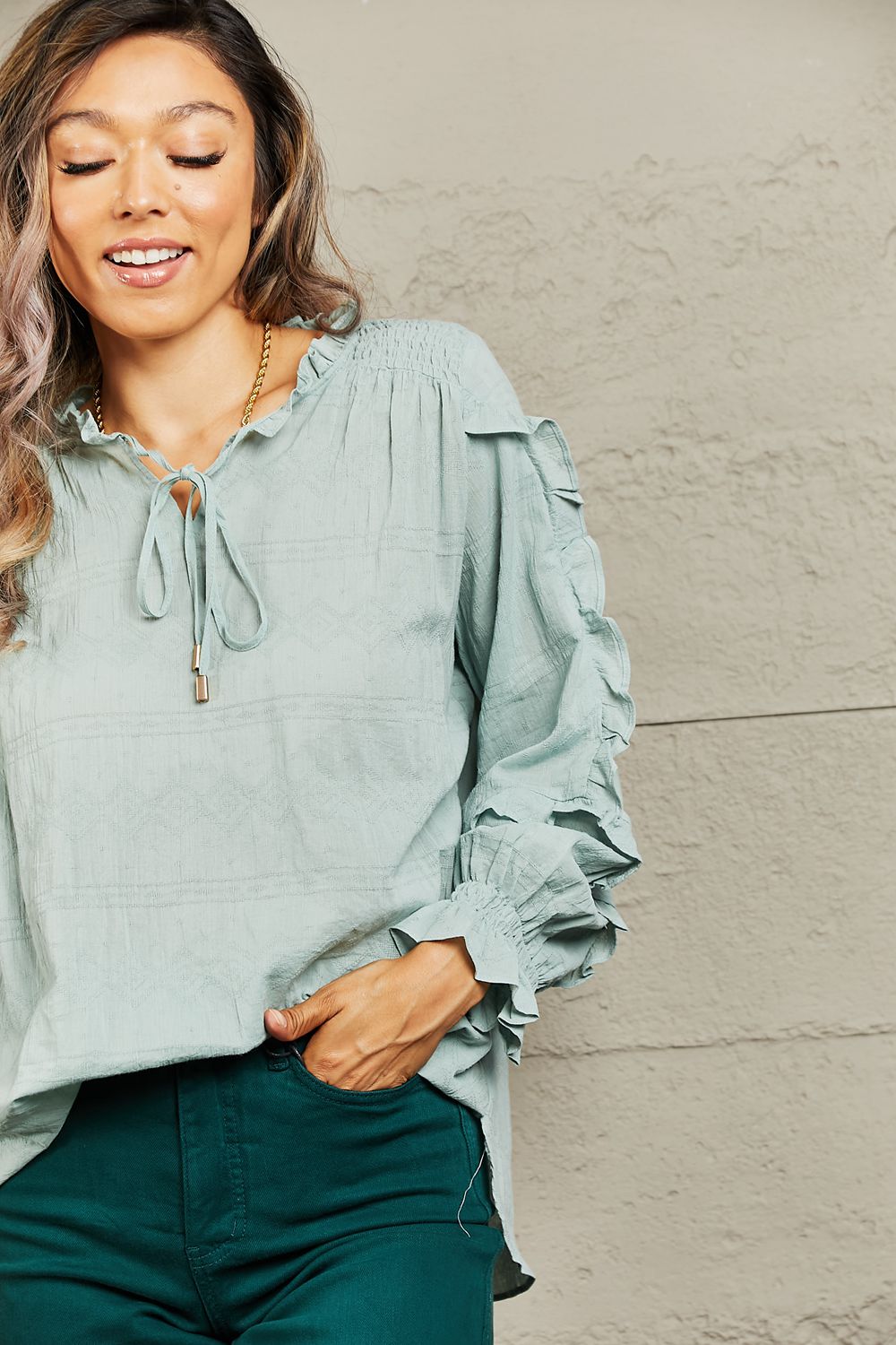 Take A Chance Ruffled Long Sleeve Blouse - Women’s Clothing & Accessories - Shirts & Tops - 6 - 2024