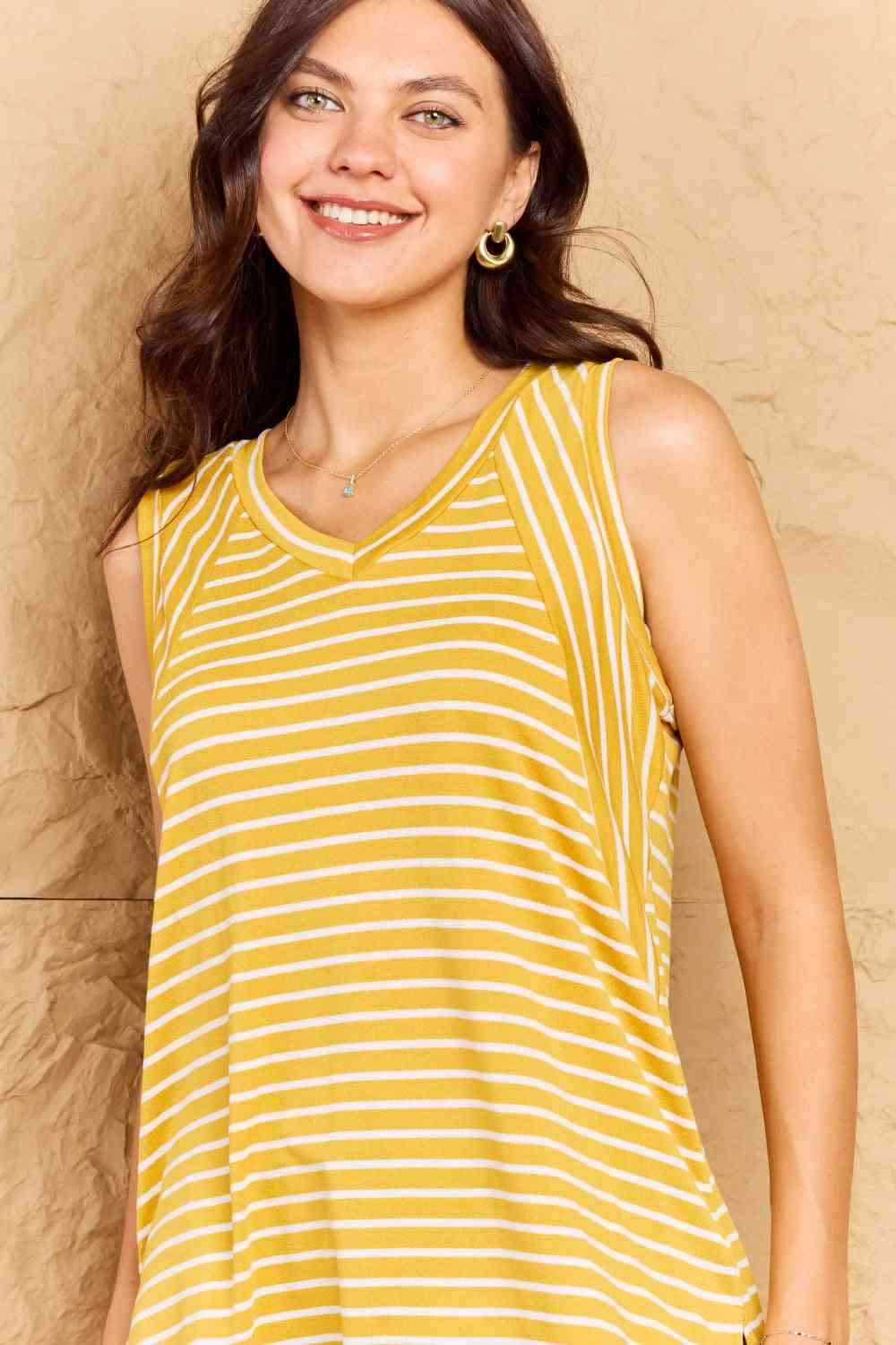 Talk To Me Full Size Striped Sleeveless V-Neck Top - Women’s Clothing & Accessories - Shirts & Tops - 6 - 2024