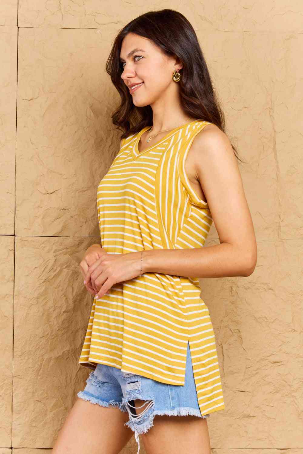 Talk To Me Full Size Striped Sleeveless V-Neck Top - Women’s Clothing & Accessories - Shirts & Tops - 4 - 2024