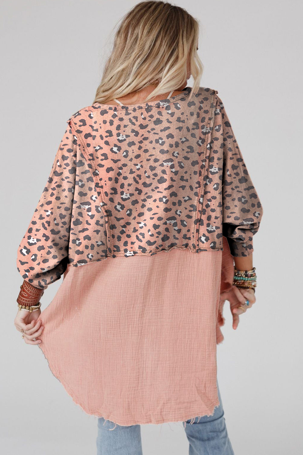 Textured Leopard Dropped Shoulder Blouse - Women’s Clothing & Accessories - Shirts & Tops - 2 - 2024