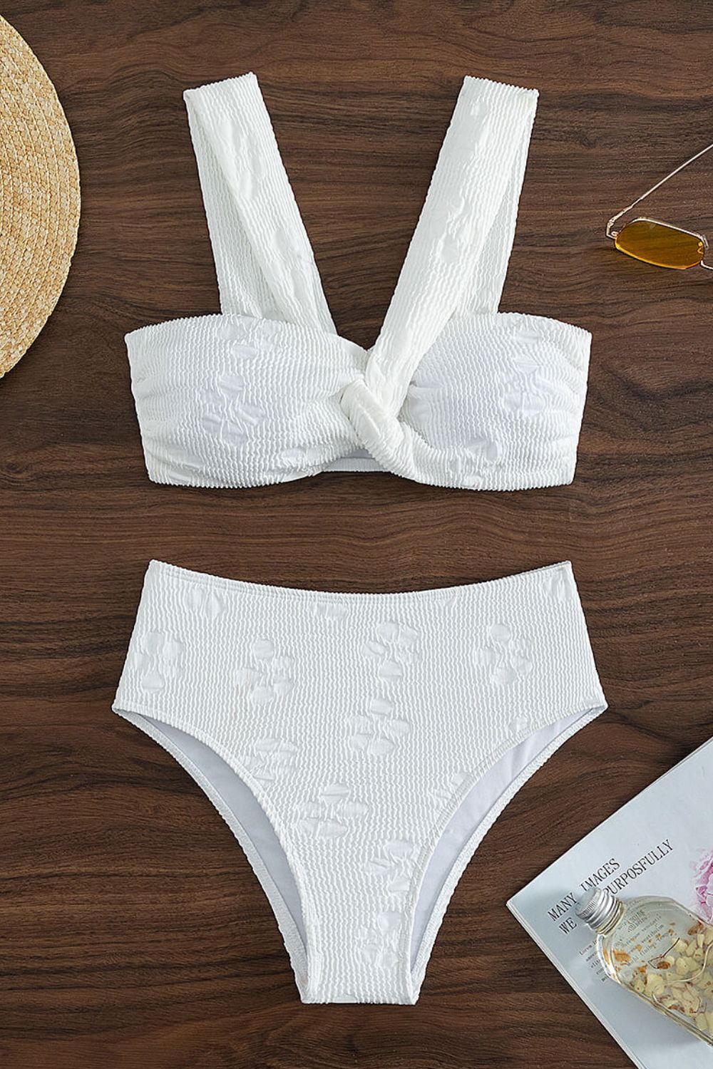 Textured Twisted Detail Bikini Set - White / S - Women’s Clothing & Accessories - Swimwear - 6 - 2024