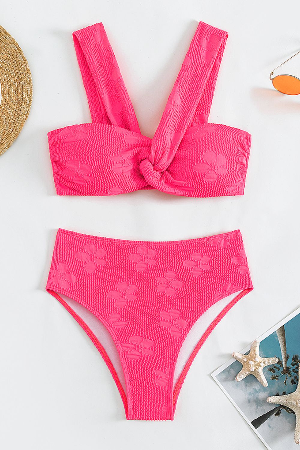 Textured Twisted Detail Bikini Set - Pink / S - Women’s Clothing & Accessories - Swimwear - 1 - 2024