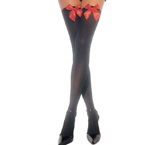 Thigh High Stockings With Bow - Black/Red - Women’s Clothing & Accessories - Underwear & Socks - 14 - 2024