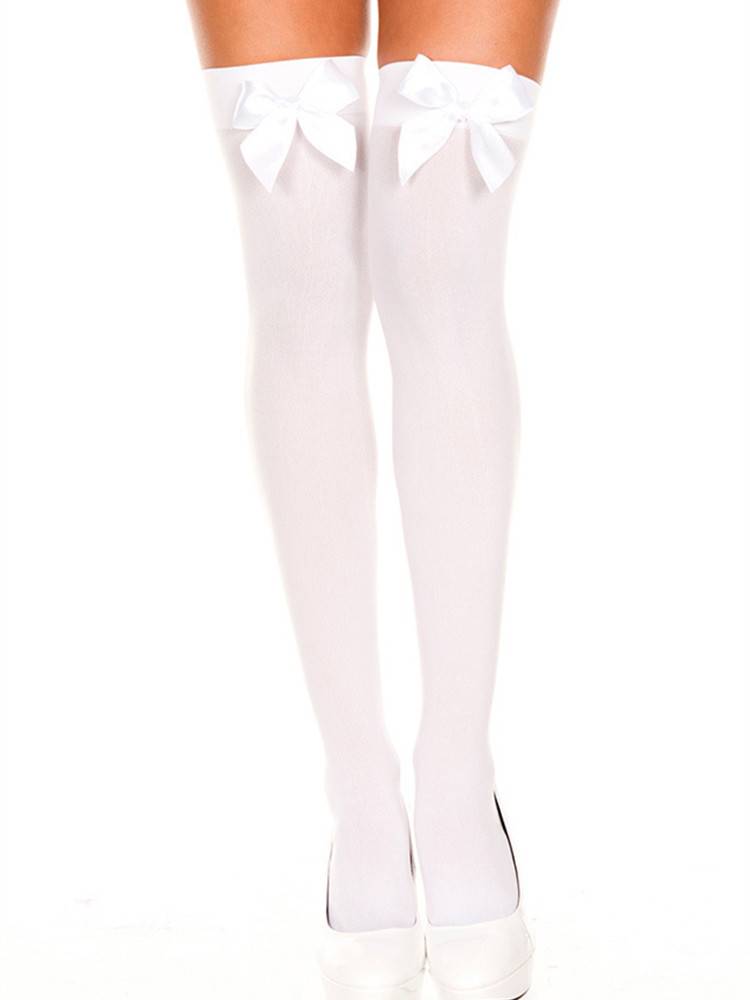 Thigh High Stockings With Bow - White - Women’s Clothing & Accessories - Underwear & Socks - 15 - 2024