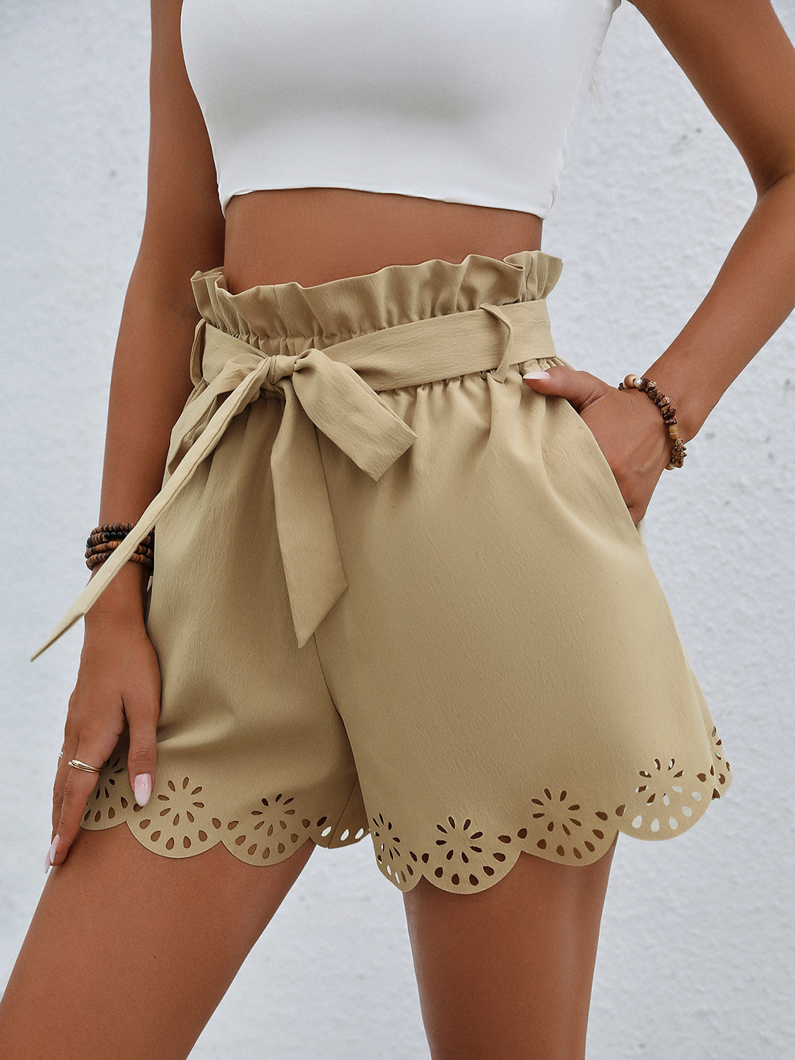 Tie Belt Paperbag Waist Shorts - Women’s Clothing & Accessories - Shorts - 5 - 2024