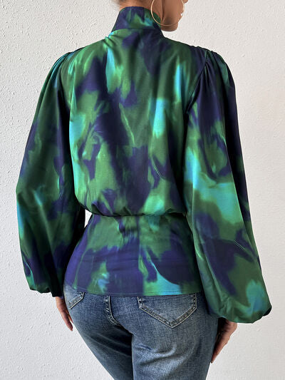 Tie-Dye Button Up Balloon Sleeve Blouse - Women’s Clothing & Accessories - Shirts & Tops - 2 - 2024