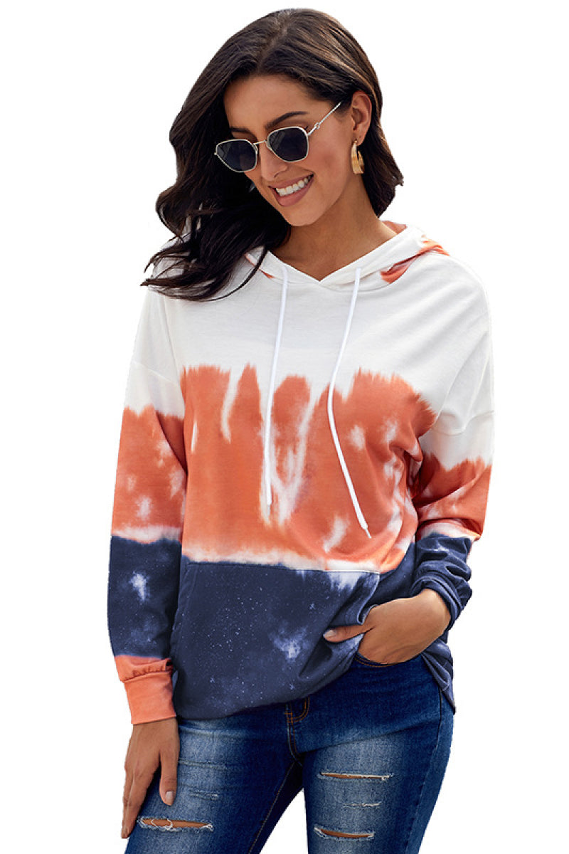 Tie Dye Drawstring Hoodie - Orange / S - Women’s Clothing & Accessories - Shirts & Tops - 4 - 2024