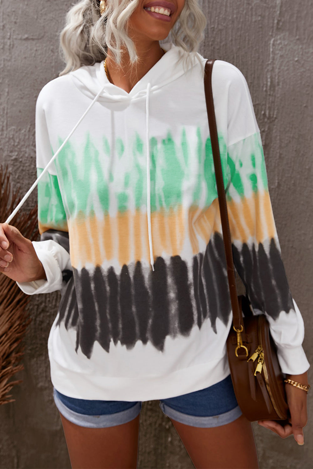 Tie-Dye Drawstring Pullover Hoodie - Women’s Clothing & Accessories - Shirts & Tops - 2 - 2024
