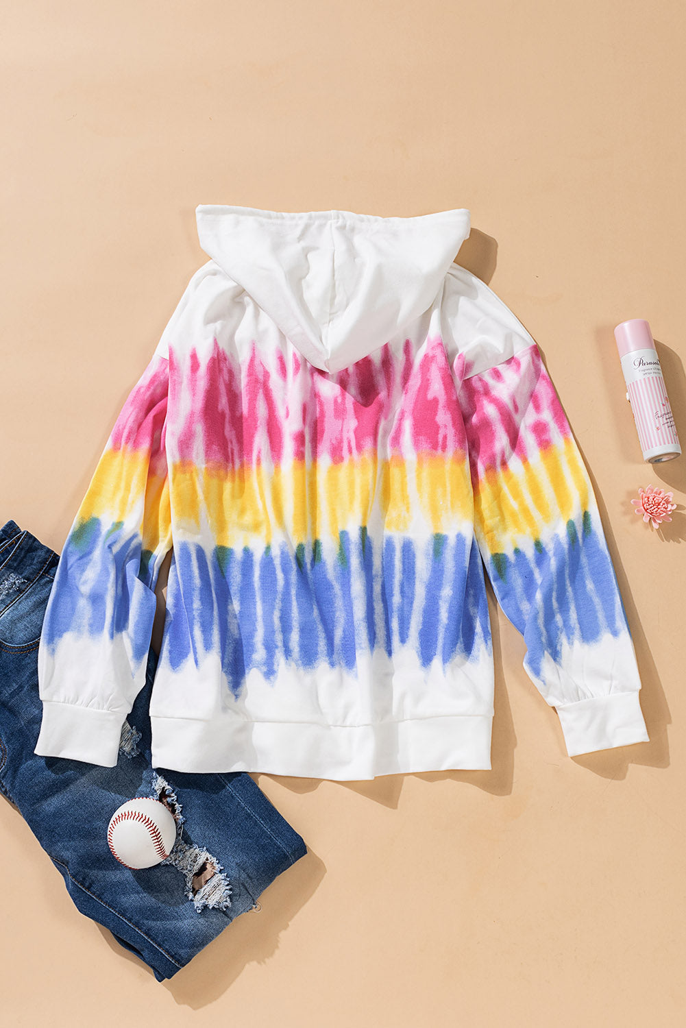 Tie-Dye Drawstring Pullover Hoodie - Women’s Clothing & Accessories - Shirts & Tops - 12 - 2024