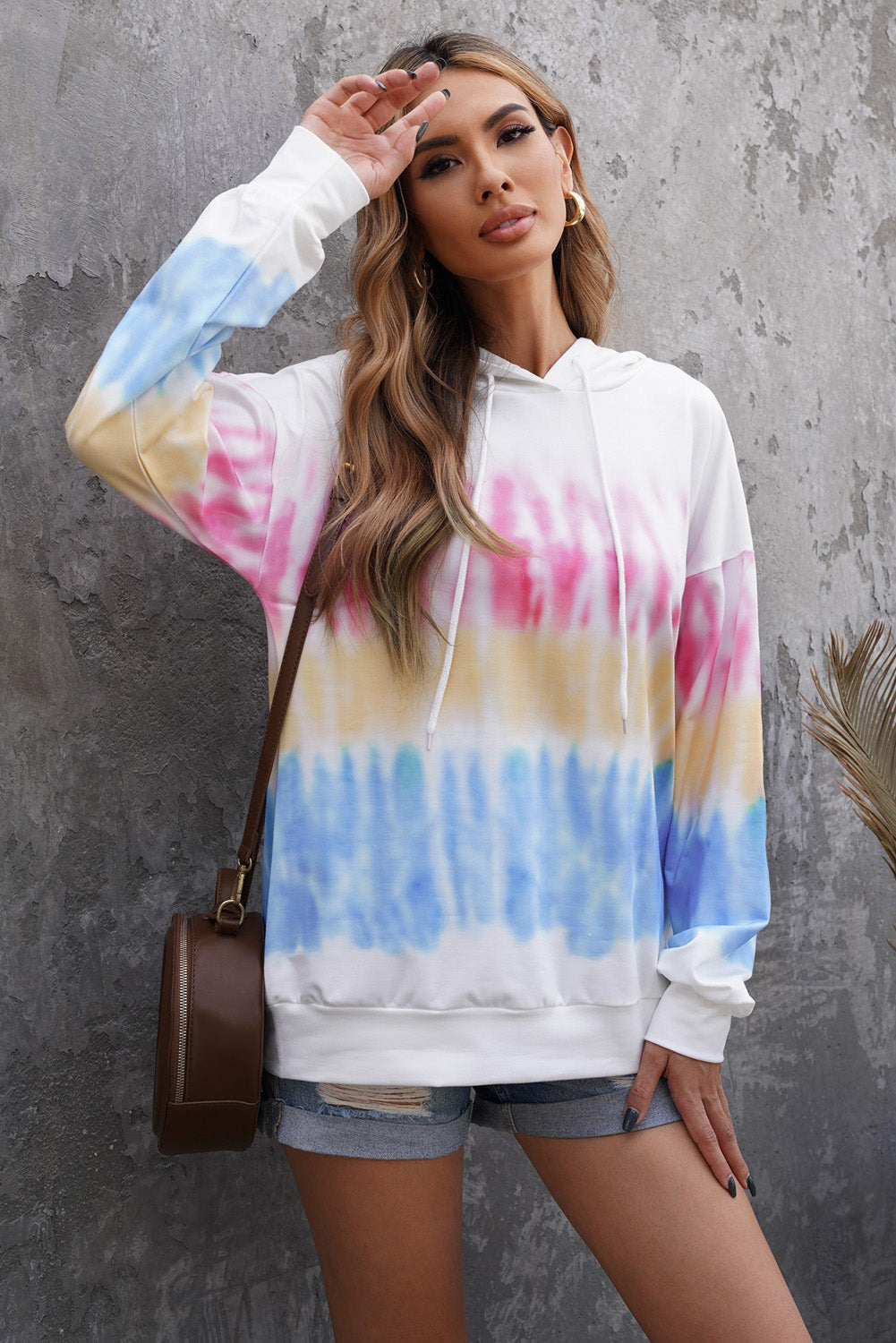 Tie-Dye Drawstring Pullover Hoodie - Women’s Clothing & Accessories - Shirts & Tops - 8 - 2024