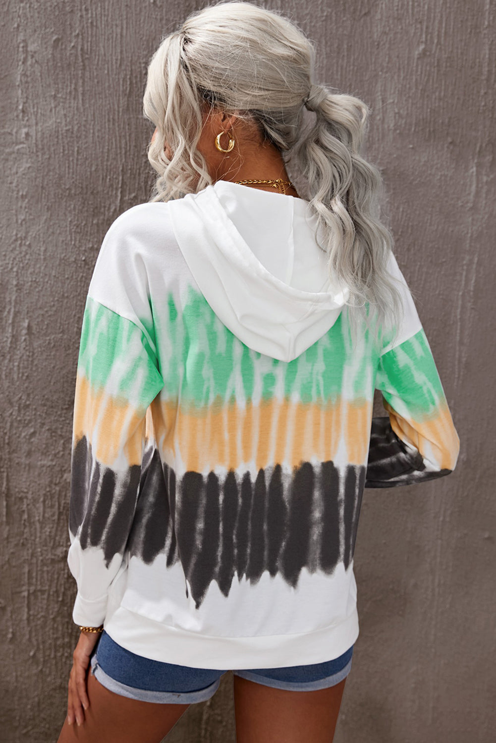 Tie-Dye Drawstring Pullover Hoodie - Women’s Clothing & Accessories - Shirts & Tops - 4 - 2024