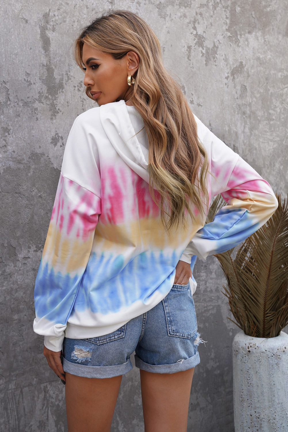 Tie-Dye Drawstring Pullover Hoodie - Women’s Clothing & Accessories - Shirts & Tops - 9 - 2024