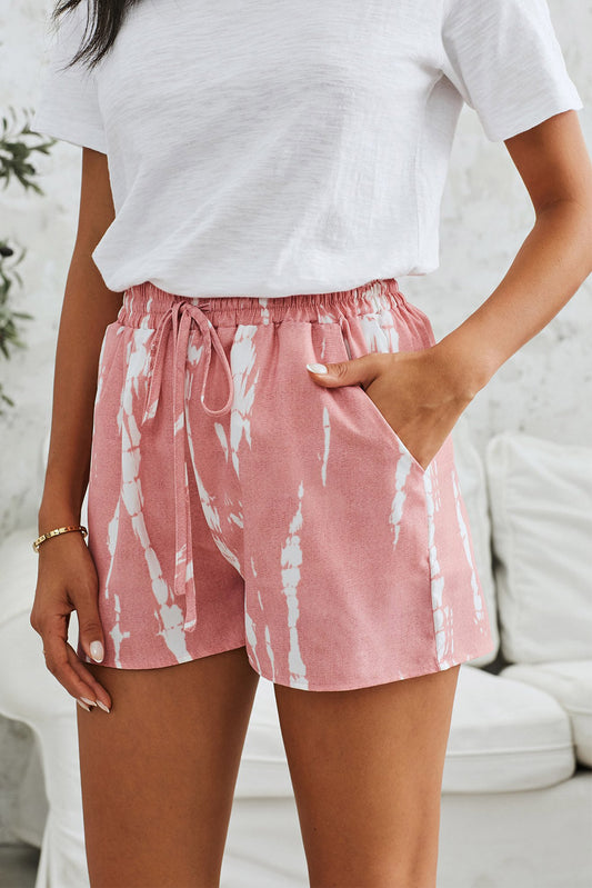 Tie-Dye Drawstring Waist Shorts with Pockets - Pink / S - Women’s Clothing & Accessories - Shorts - 10 - 2024