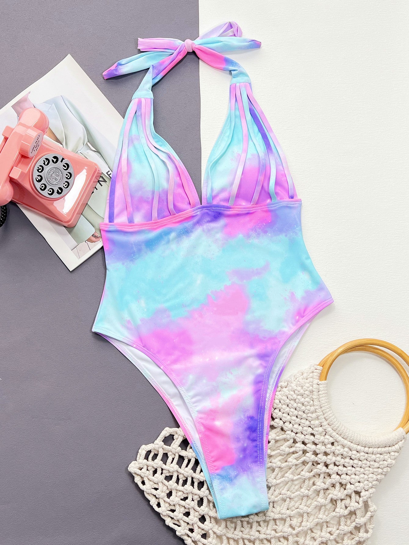 Tie-Dye Halter Neck One-Piece Swimsuit - Women’s Clothing & Accessories - Swimwear - 3 - 2024