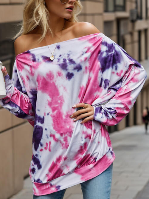 Tie-Dye Off-Shoulder Long Sleeve Blouse - Women’s Clothing & Accessories - Shirts & Tops - 3 - 2024