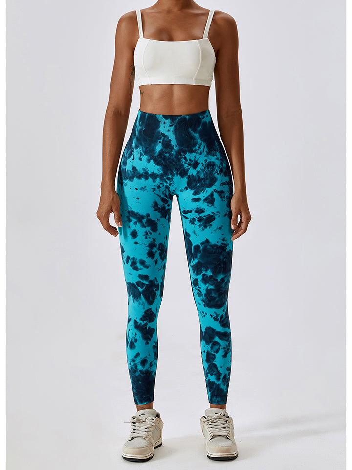 Tie Dye Wide Waistband Active Leggings - Teal / S - Women’s Clothing & Accessories - Pants - 7 - 2024