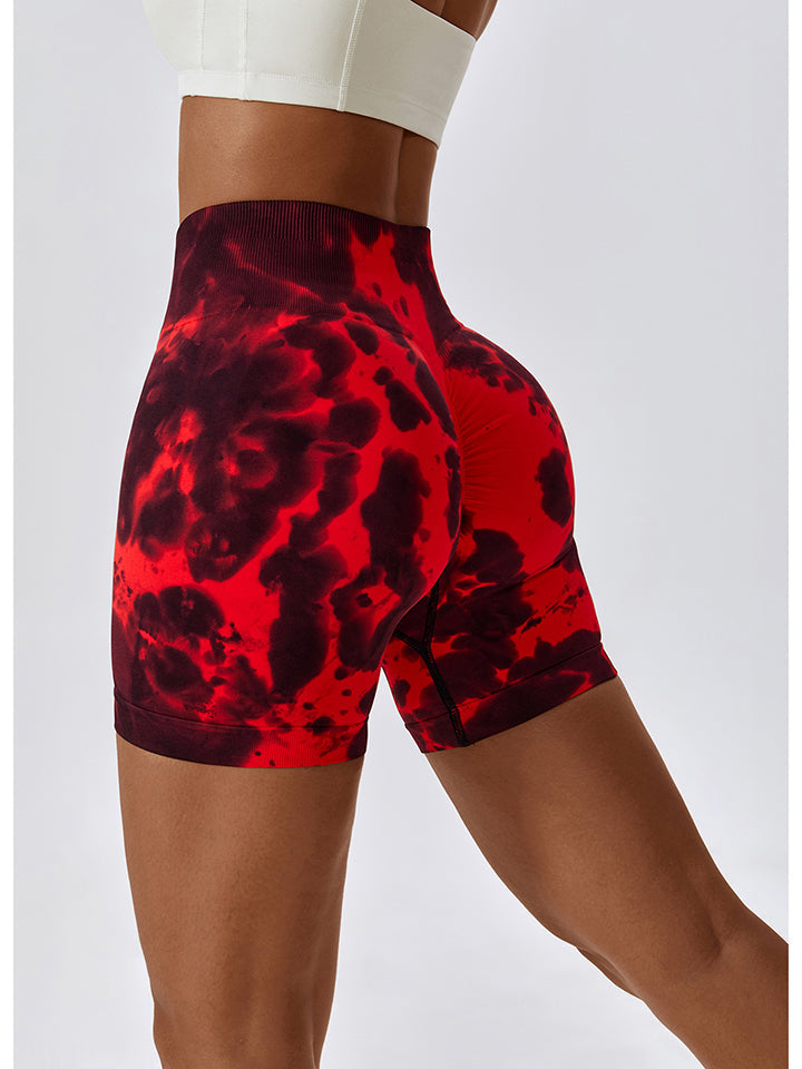 Tie Dye Wide Waistband Sports Shorts - Red / S - Women’s Clothing & Accessories - Shorts - 19 - 2024