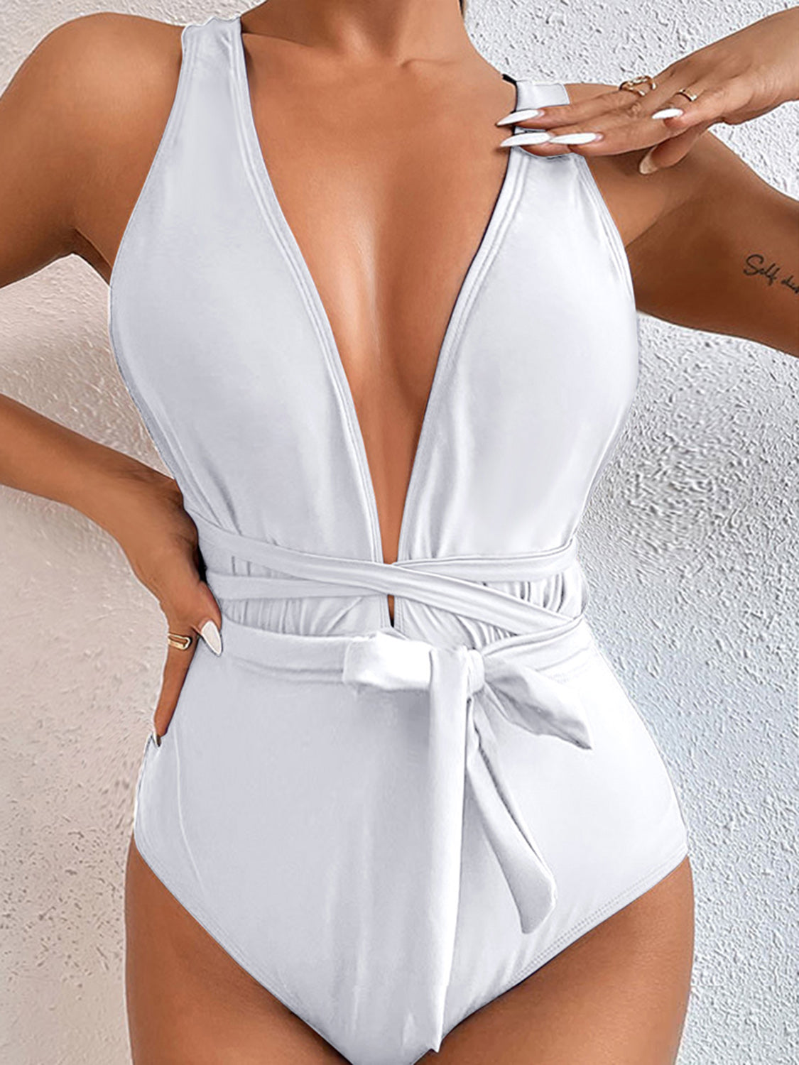 Tied Crisscross Wide Strap One-Piece Swimwear - White / S - Women’s Clothing & Accessories - Swimwear - 16 - 2024