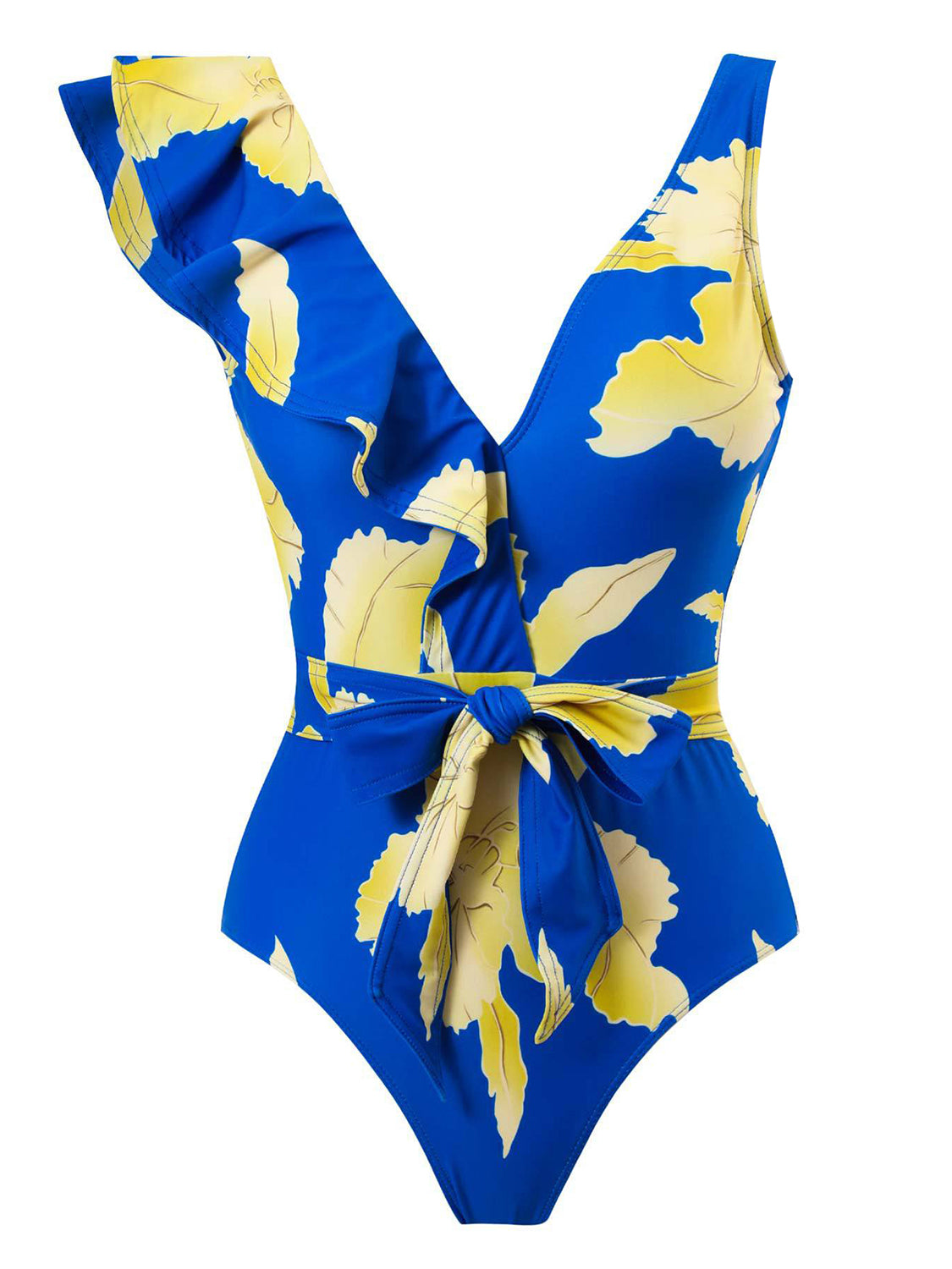 Tied Printed V-Neck Sleeveless One-Piece Swimwear - Blue / S - Women’s Clothing & Accessories - Swimwear - 9 - 2024