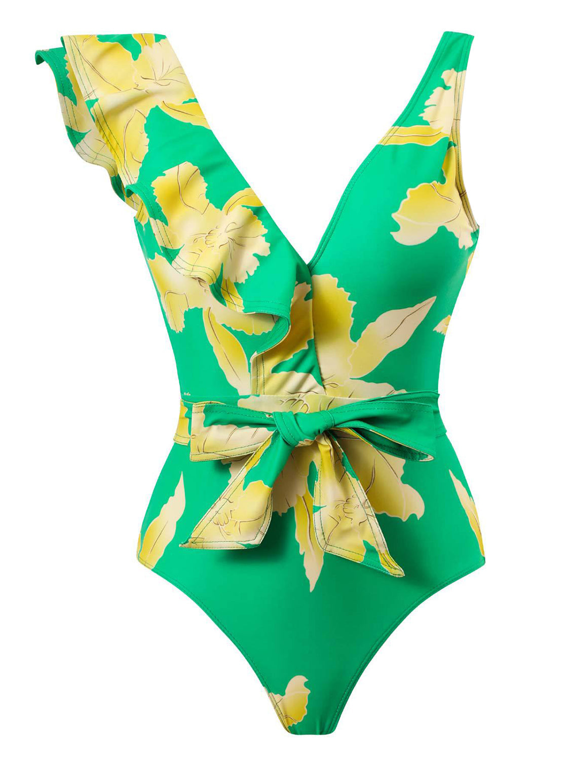 Tied Printed V-Neck Sleeveless One-Piece Swimwear - Women’s Clothing & Accessories - Swimwear - 3 - 2024