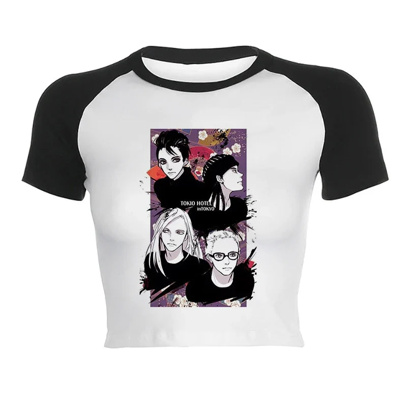 Tokio Hotel Short Sleeve Crop Top - H231 / L - Women’s Clothing & Accessories - Shirts & Tops - 7 - 2024