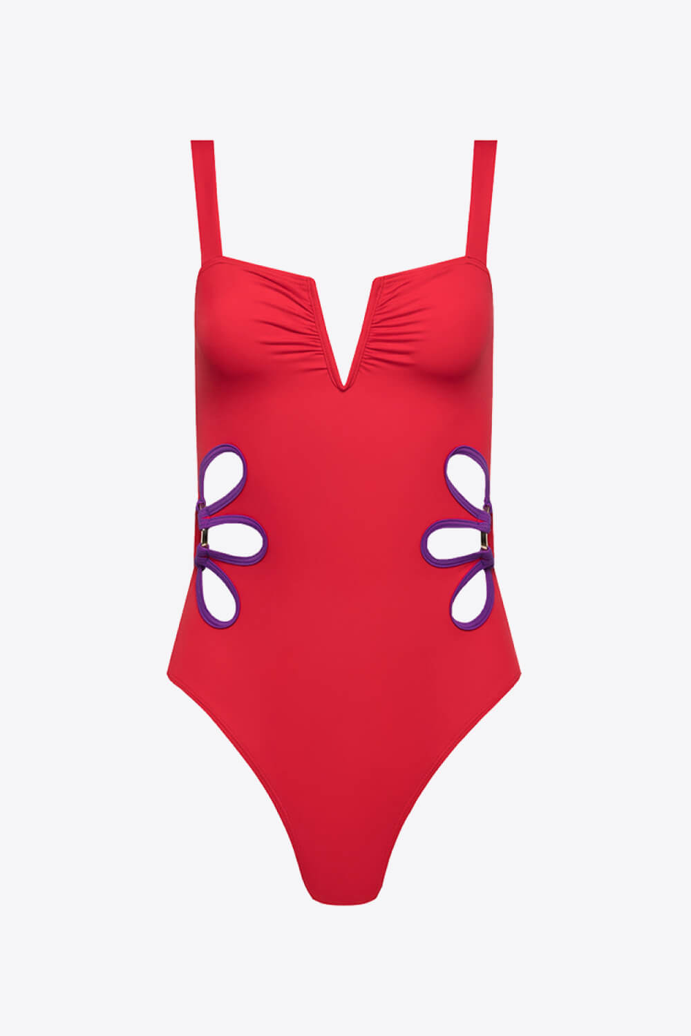 Trim Cutout Notched Neck One-Piece Swimsuit - Women’s Clothing & Accessories - Swimwear - 6 - 2024