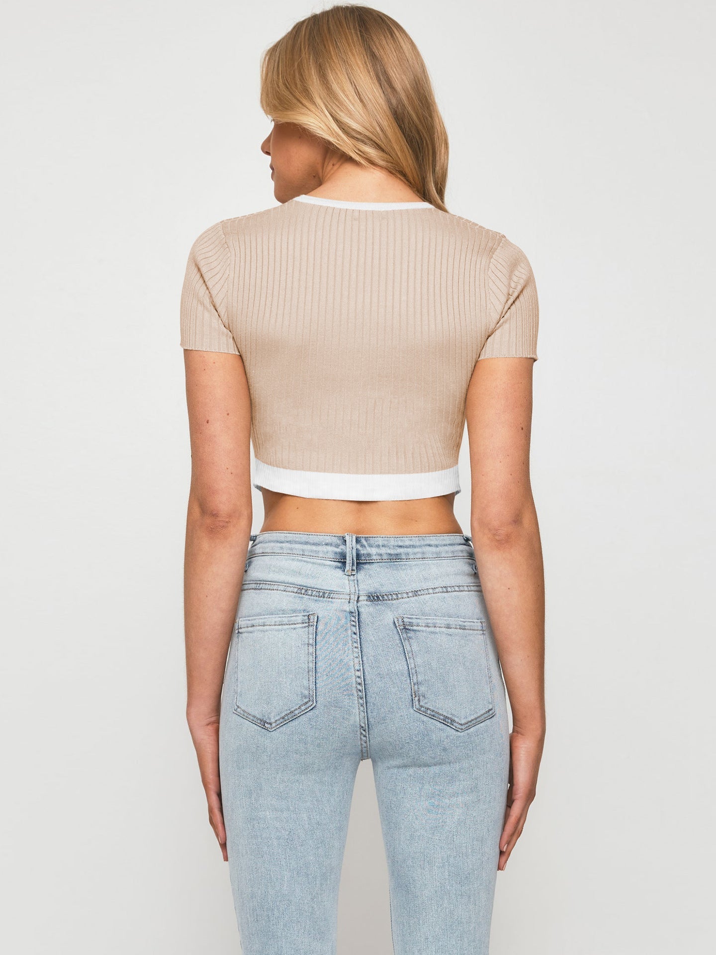 Trim Pointed Hem Ribbed Crop Top - Women’s Clothing & Accessories - Shirts & Tops - 9 - 2024