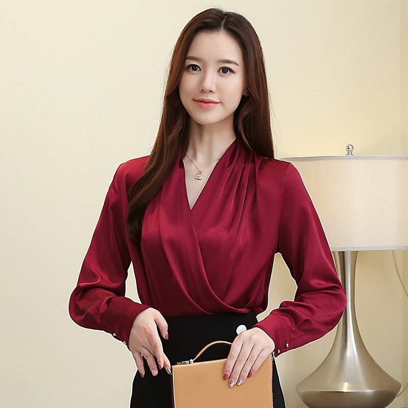 V-Neck Chiffon Blouse - Red / XL - Women’s Clothing & Accessories - Shirts & Tops - 12 - 2024