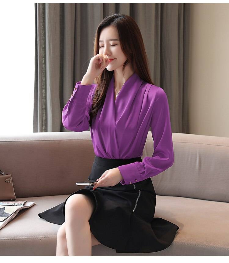 V-Neck Chiffon Blouse - Purple / XL - Women’s Clothing & Accessories - Shirts & Tops - 16 - 2024