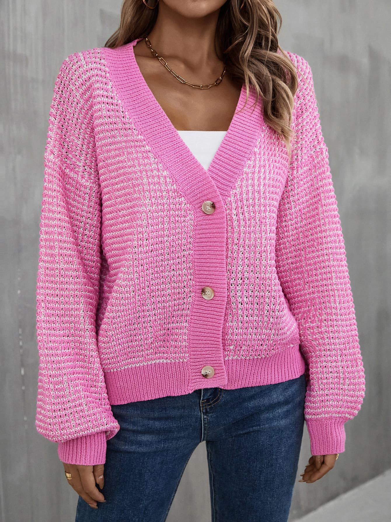 V-Neck Dropped Shoulder Cardigan - Women’s Clothing & Accessories - Shirts & Tops - 8 - 2024