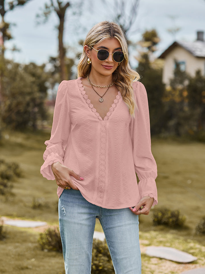 V-Neck Flounce Sleeve Blouse - Women’s Clothing & Accessories - Shirts & Tops - 8 - 2024