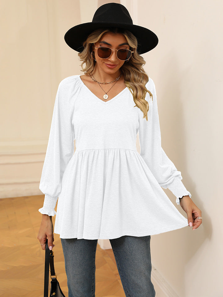 V-Neck Lantern Sleeve Blouse - Women’s Clothing & Accessories - Shirts & Tops - 6 - 2024