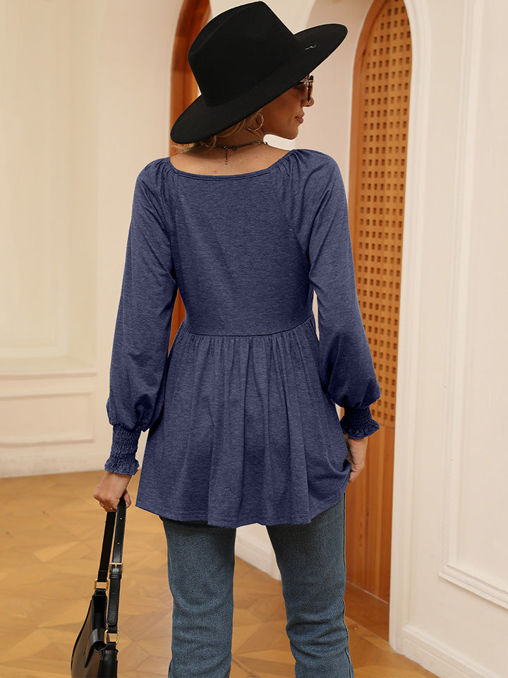 V-Neck Lantern Sleeve Blouse - Women’s Clothing & Accessories - Shirts & Tops - 12 - 2024