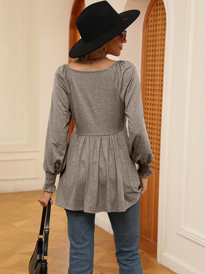V-Neck Lantern Sleeve Blouse - Women’s Clothing & Accessories - Shirts & Tops - 20 - 2024