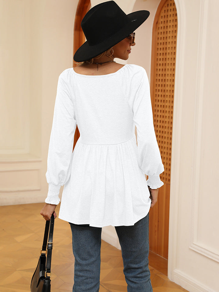 V-Neck Lantern Sleeve Blouse - Women’s Clothing & Accessories - Shirts & Tops - 8 - 2024