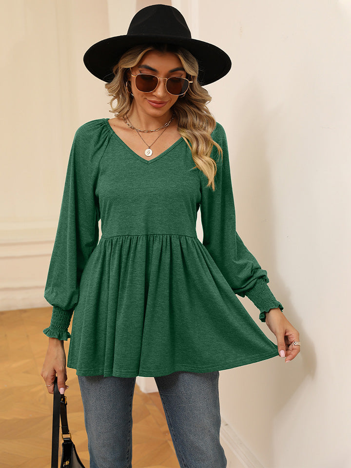 V-Neck Lantern Sleeve Blouse - Women’s Clothing & Accessories - Shirts & Tops - 26 - 2024