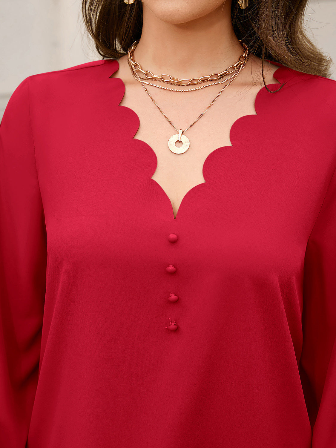 V-Neck Long Sleeve Blouse - Women’s Clothing & Accessories - Shirts & Tops - 8 - 2024
