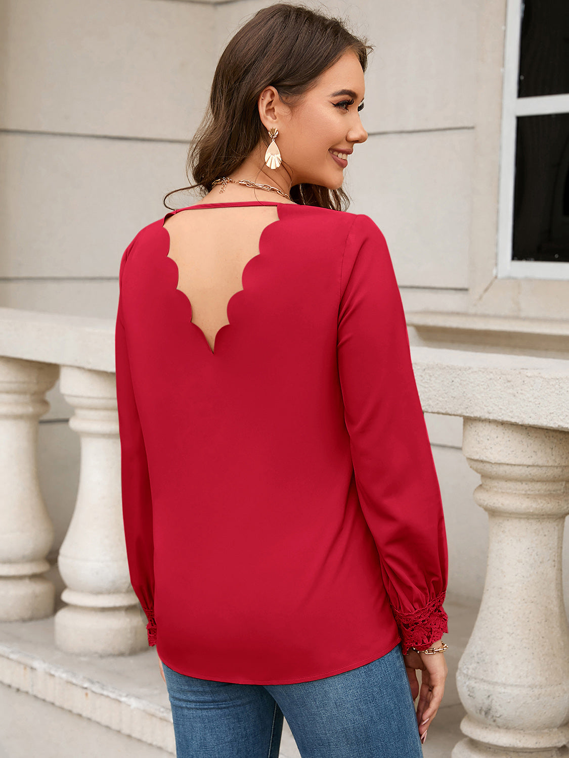 V-Neck Long Sleeve Blouse - Women’s Clothing & Accessories - Shirts & Tops - 5 - 2024