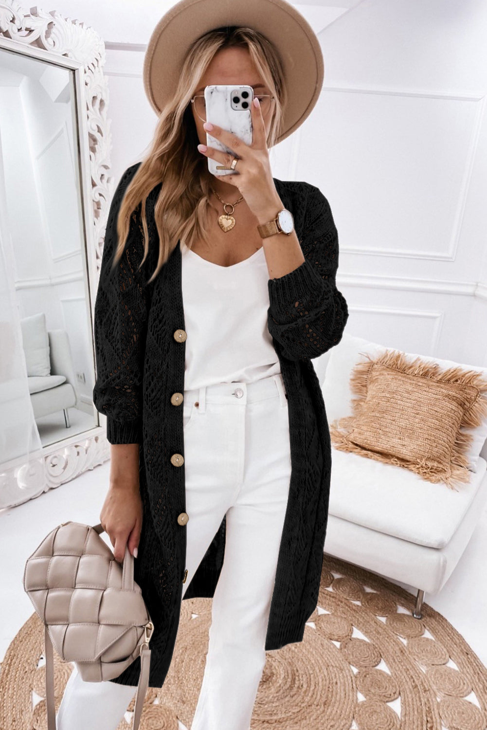 V-Neck Long Sleeve Cardigan - Women’s Clothing & Accessories - Shirts & Tops - 3 - 2024
