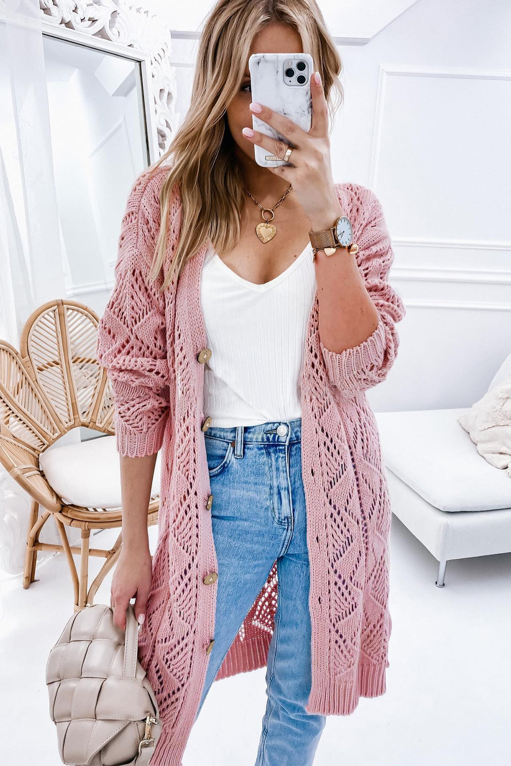 V-Neck Long Sleeve Cardigan - Women’s Clothing & Accessories - Shirts & Tops - 8 - 2024
