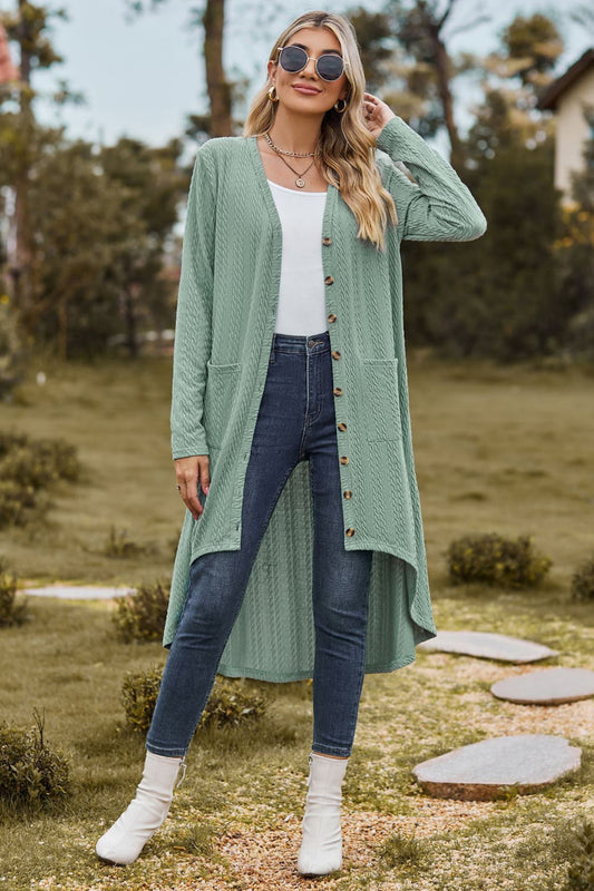 V-Neck Long Sleeve Cardigan with Pocket - Green / S - Women’s Clothing & Accessories - Shirts & Tops - 1 - 2024